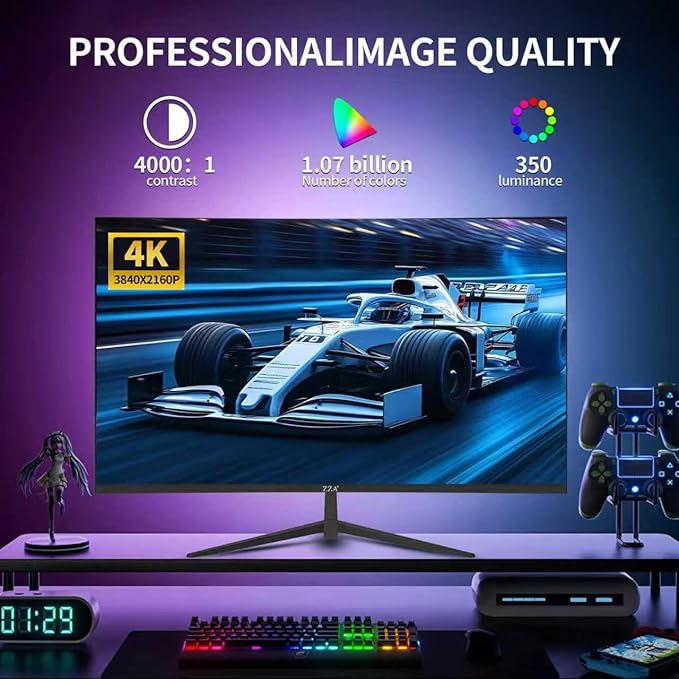 ZZA 32 Inch Curved Monitor 4k, Computer Screen 60HZ 4k UHD(3840 * 2160P) 3000R VA Panel, Gaming Monitor 4K AMD Freesync, 100% sRGB HDR10 Wall Mountable Installs(HDMI 2.0/DP 1.4 * 2)