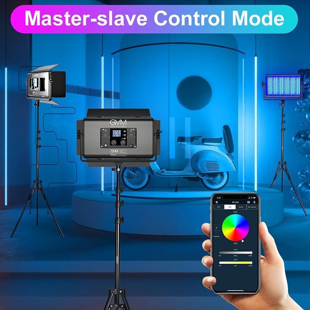 GVM 1500D RGB Video Light, 75W Photography Light with Bluetooth Control, Led Panel Light for Photography, YouTube Studio, Video Shooting, Broadcasting, Conference, 1128 Led Beads