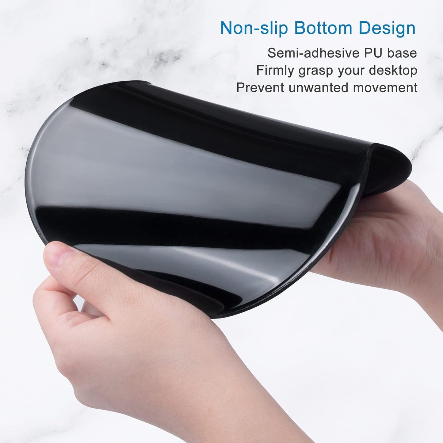 ITNRSIIET Ergonomic Mouse Pad with Gel Wrist Support Small Wrist Rest Smooth Surface Non-Slip PU Base Comfortable Office Supplies Pain Relief, 8.7 x 7.2 inches, Pink
