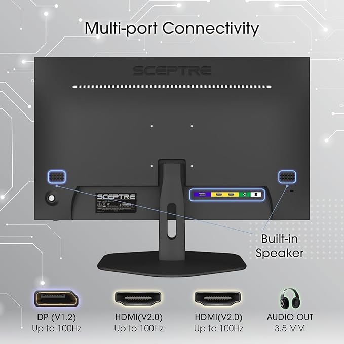 New! Sceptre 27-inch Gaming Monitor 100Hz 1ms DisplayPort HDMI x2 100% sRGB AMD FreeSync Build-in Speakers, Eye Care Frameless Machine Black 2026 (E275W-FW100T Series)
