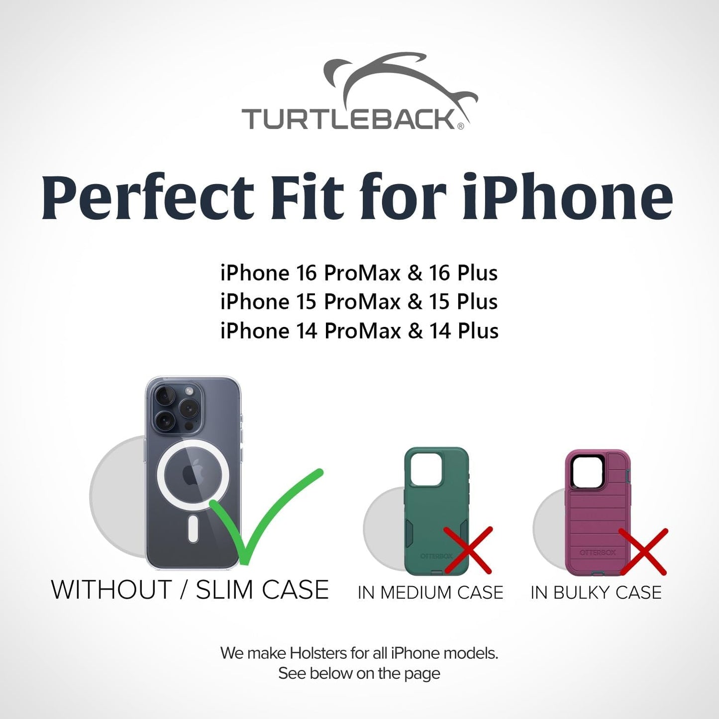 Turtleback Belt Clip for iPhone 16 Pro Max, 15 Pro Max, 14 Pro Max -Small- Fits w/Slim MagSafe Style Cases, Premium Black Nylon, Horizontal Belt Holder, Magnetic Closure HD Rotating Belt Clip
