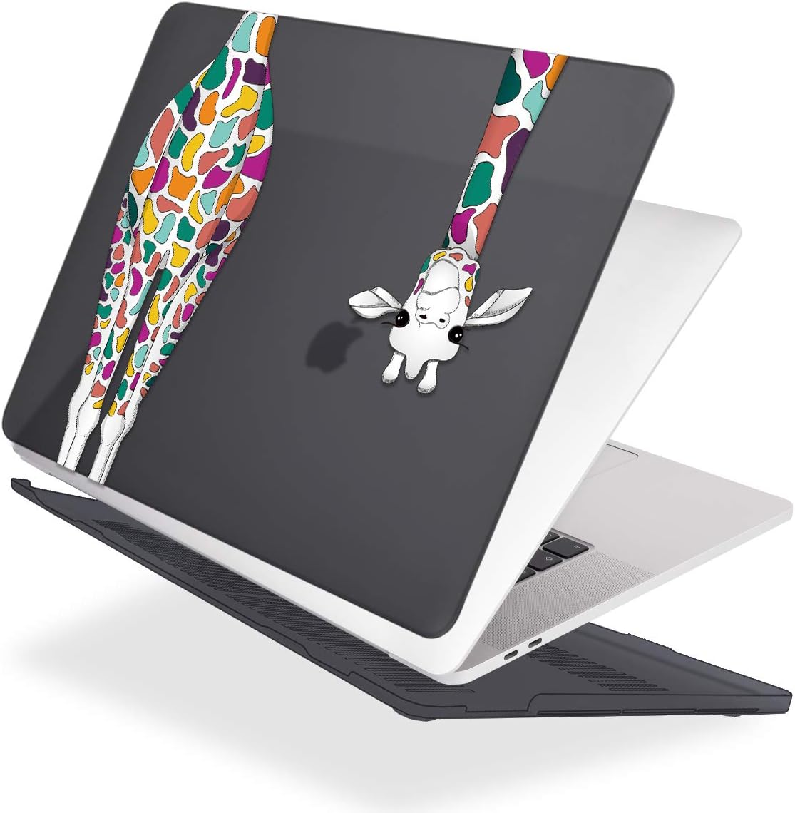 Mektron for MacBook Air 13 Case A1466/A1369 (2010-2017 Release), Snap-on Plastic Hard Shell Cover for MacBook Air 13.3 inch with Keyboard Cover,Colorful Giraffe Black