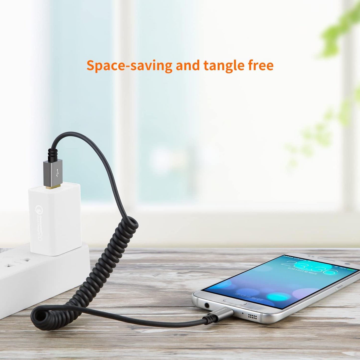 CableCreation Coiled USB to Micro USB Cable 0.56ft to 4ft, USB 2.0 A to Micro USB Charging Data Cord Works for Android Smartphone, Tablet, Wall, Raspberry Pi Zero and Car Charger, Space Gray