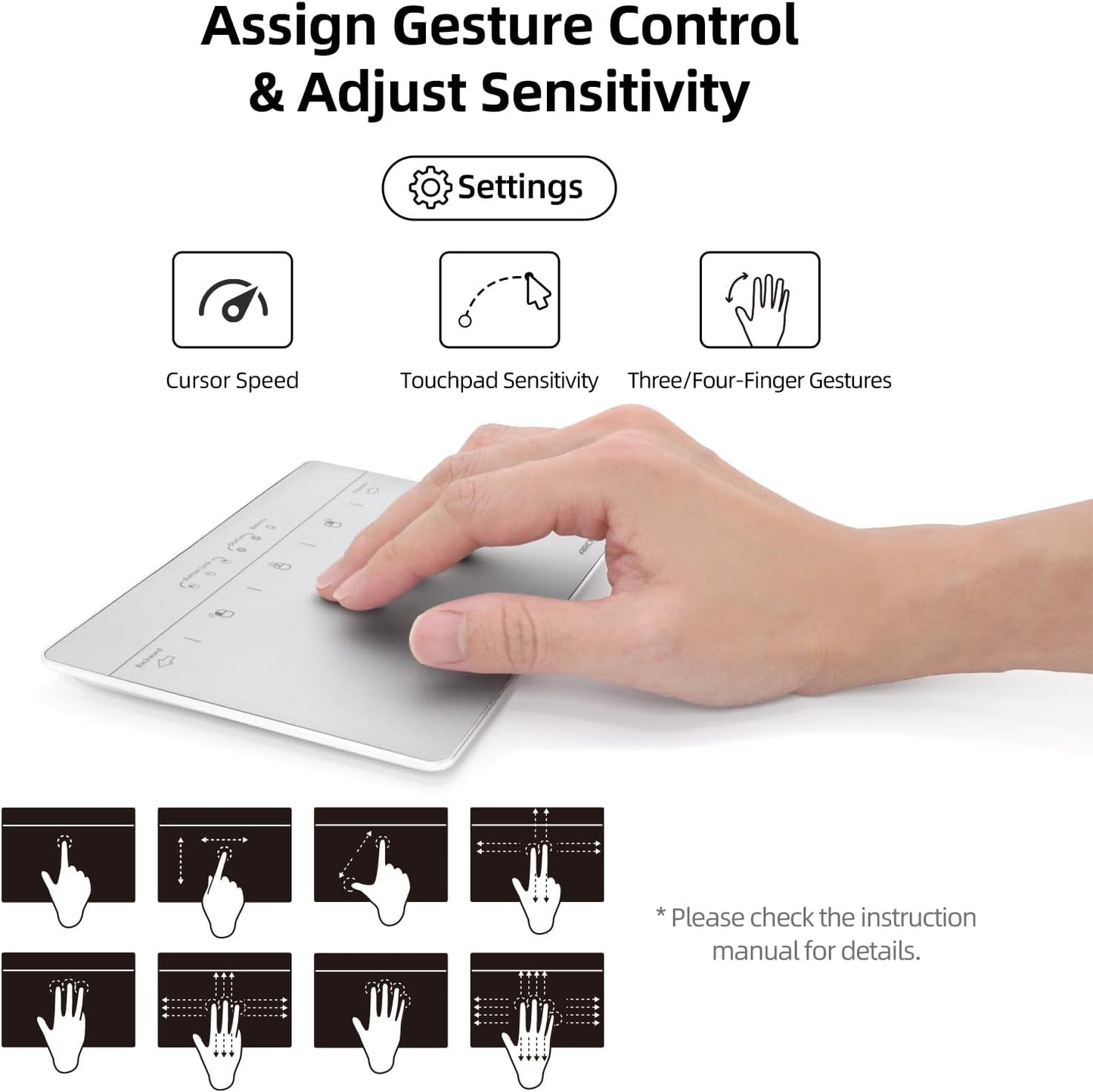 MICROPACK Digitally Yours Wired Trackpad for Windows 7/10/11, USB Trackpad with Multi-Touch Gestures, Plug-and-Play USB Touch Pad Mouse Pad Large for PC Computers & Laptops, Silver