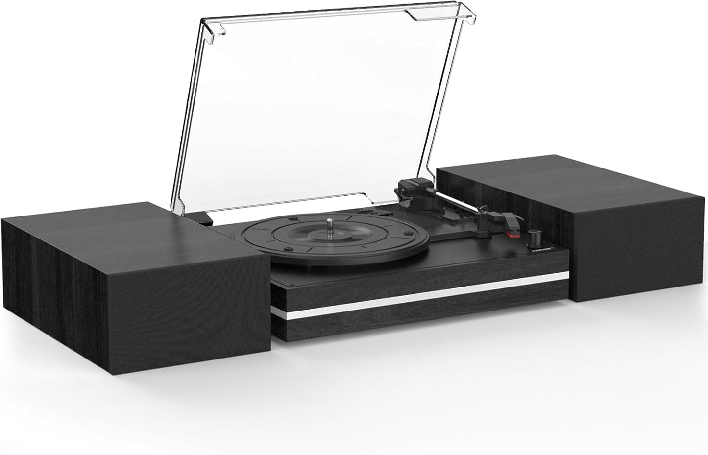 Vinyl Record Player with Dual Separate Stereo Speakers Vintage Turntable with BT Wireless Input Playback Belt Drive 3 Speed 3 Size Playback Record Player Support AUX Headphone Input RCA Out Auto Stop