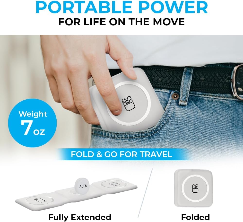 3-in-1 Magnetic Wireless Charger for iPhone, Apple Watch & AirPods – Fast Charging Station, Foldable Dock for Travel & Desk, Compatible with All iPhone Models, with 20W Adapter