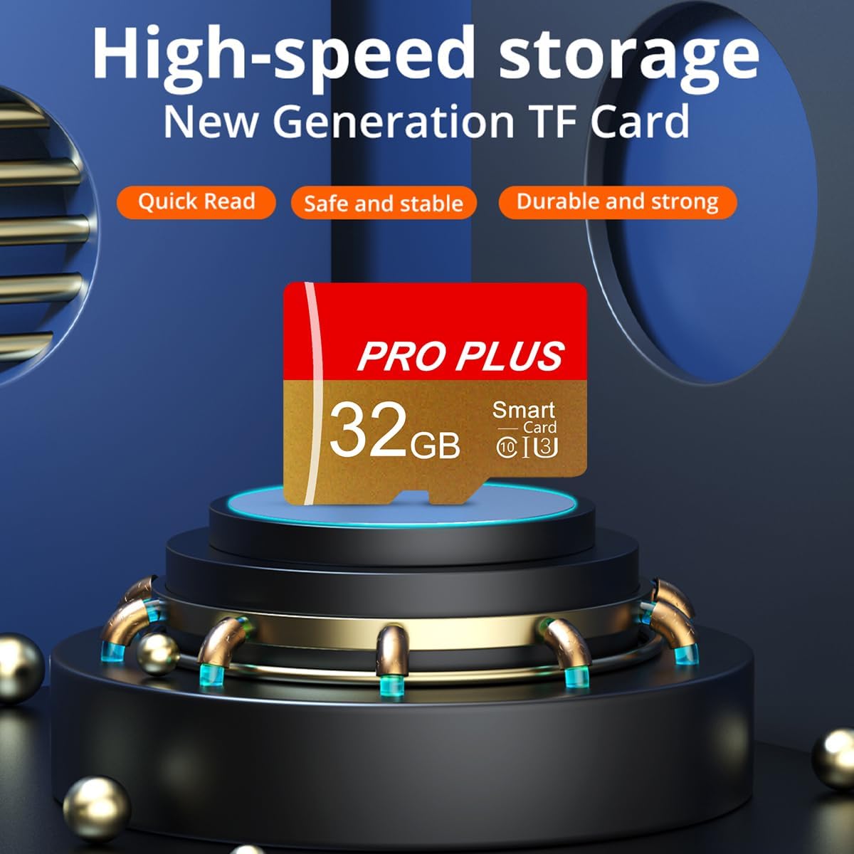 2 Pack TF Card 32GB with Adapter, High Speed Memory Card, UHS-I C10 A1 Memory TF Card for Tablet/Mobile Phone/Camera/Car Audio/Game Console (TF162 Red Gold 32GB)