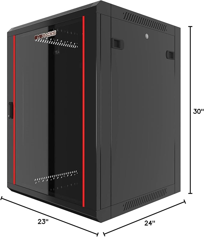 Sysracks Wall Mount Server Rack Cabinet Locking Computer | Cabinet Network Enclosure | Electronics | Security | Audio | Video | AV Equipment| Data Rack | 24-Inch Depth Server Cabinet (15U)
