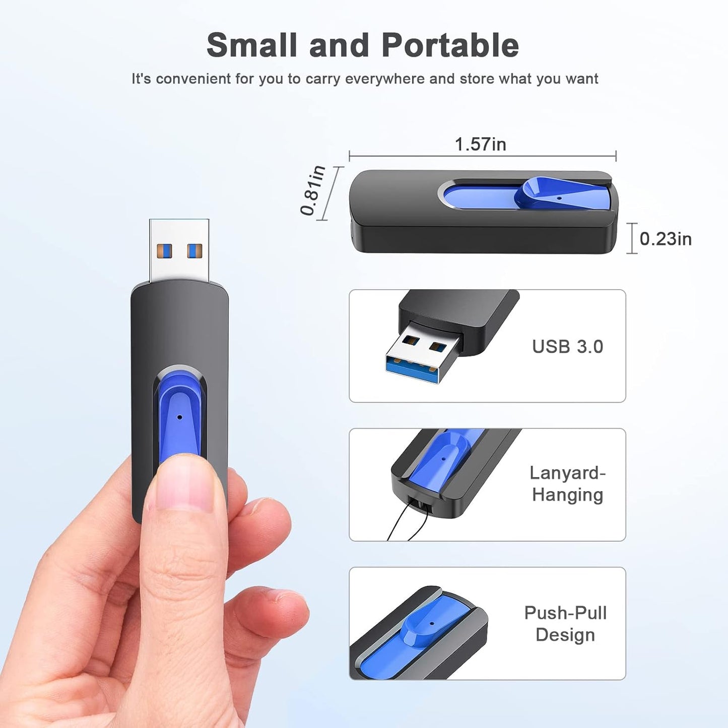 JUANWE 32GB Flash Drive 10 Pack 3.0 USB Thumb Drive Retractable Slide Memory Sticks for Computers Bulk USB Jump Drive Data Storage Pen Drive Blue