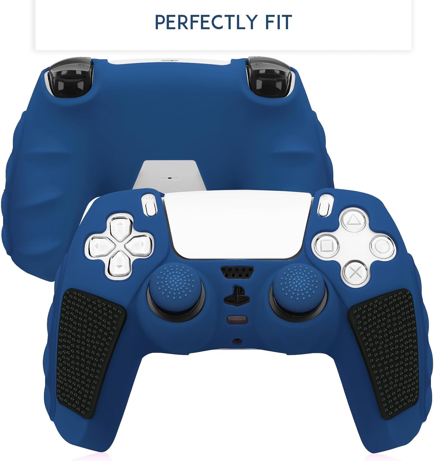 SIKEMAY Anti-Slip PS5 Controller Skin, Soft Thicken Non-Slip Studded Silicone Gel Grip Protective Cover Case for PlayStation 5 Controller Grip, 2 Pack with 8 x Thumb Grip Caps