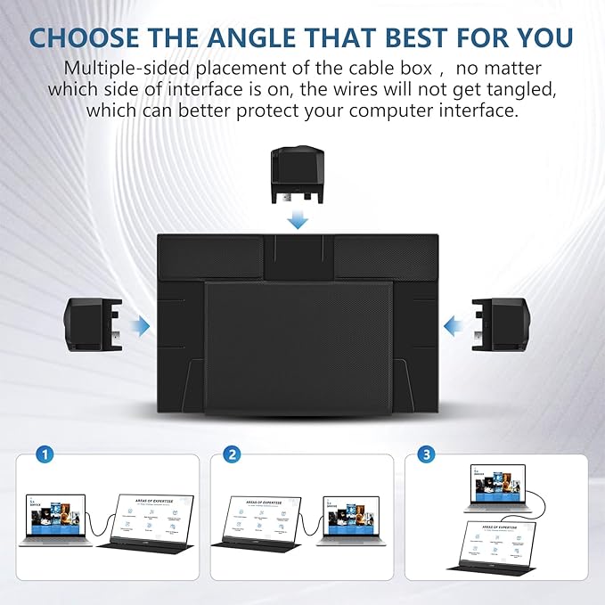 G-STORY Portable Monitor 14 Inch FHD 1080P IPS USB-C,USB-A Laptop Monitor with Adjustable and Hidden Cable Design，Extender Display with Smart Cover for Laptop PC MAC Perfect for Travel