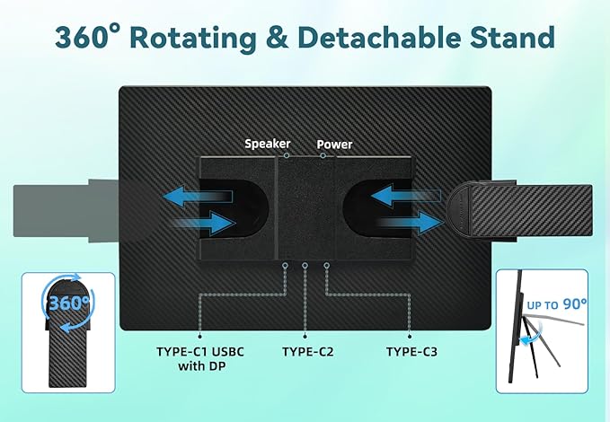 2.5K Portable Monitor for Laptop - 16 inch QHD Laptop Screen Extender 120% sRGB Wide Color HDR HDMI USB C Travel External Display with Kickstand Gaming Monitor for Computer PC Phone Game Console