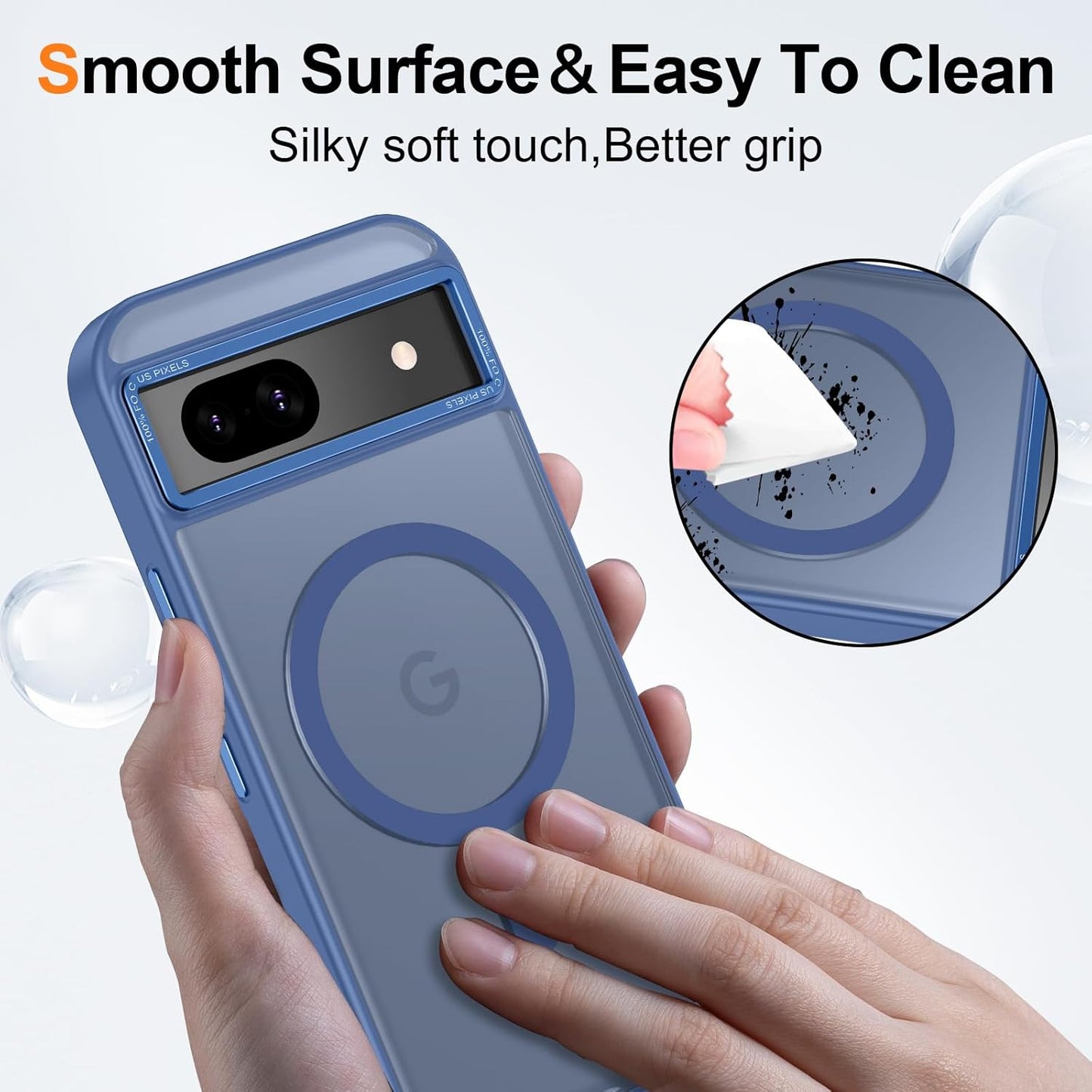 Magnetic for Google Pixel 8a Case, [Military Grade Drop Protection] [Compatible with MagSafe] Shockproof Slim Translucent Matte Anti-Slip for Women Girls Men Case, Blue