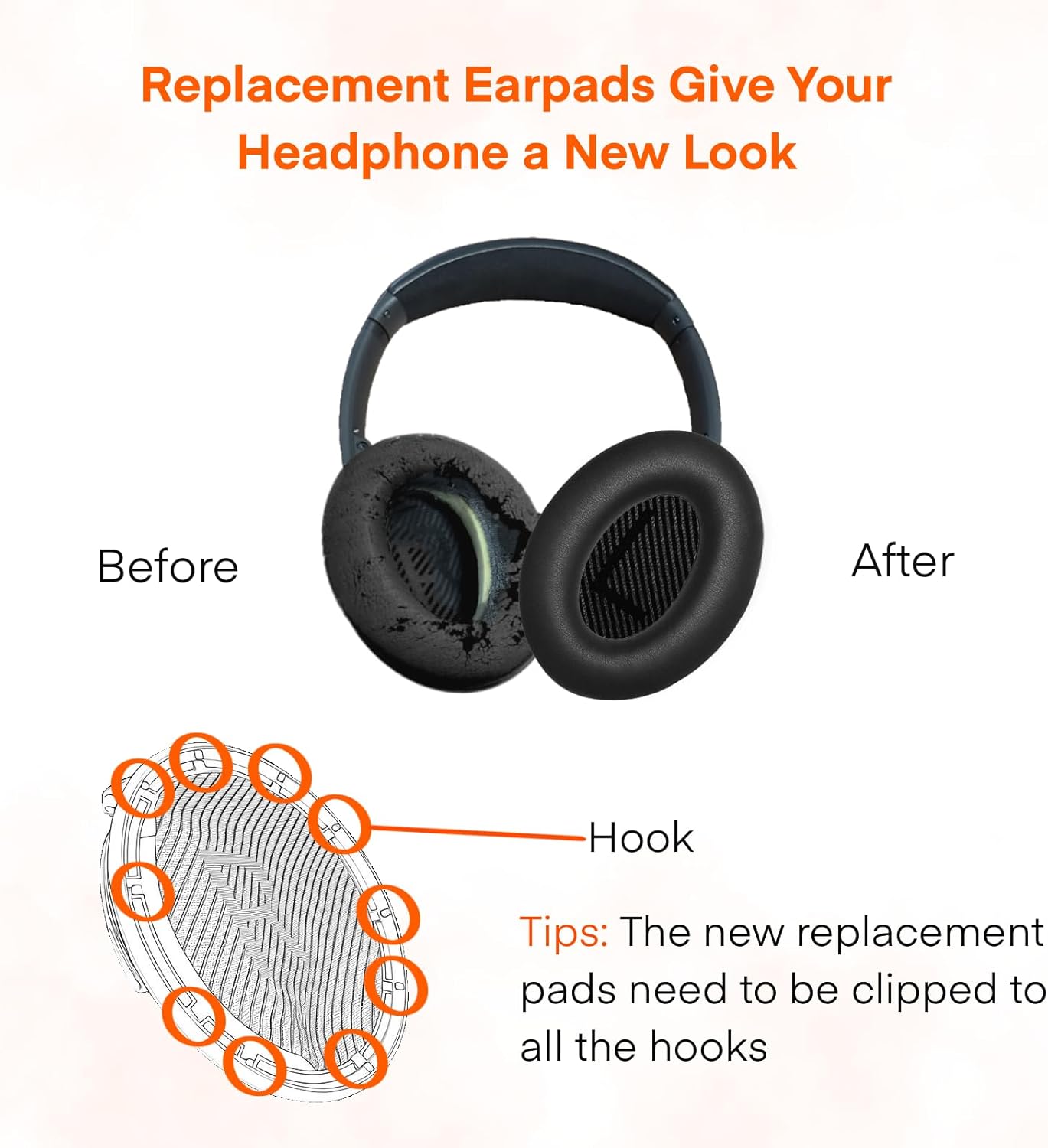 MBWIGF Replacement Ear Pads for Bose QuietComfort 35 (QC35) & Quiet Comfort 35 II (QC35ii) Headphones, Replacement Earpad Cushion with Comfortable Extra Thick Memory Foam and Softer Leather (Black)
