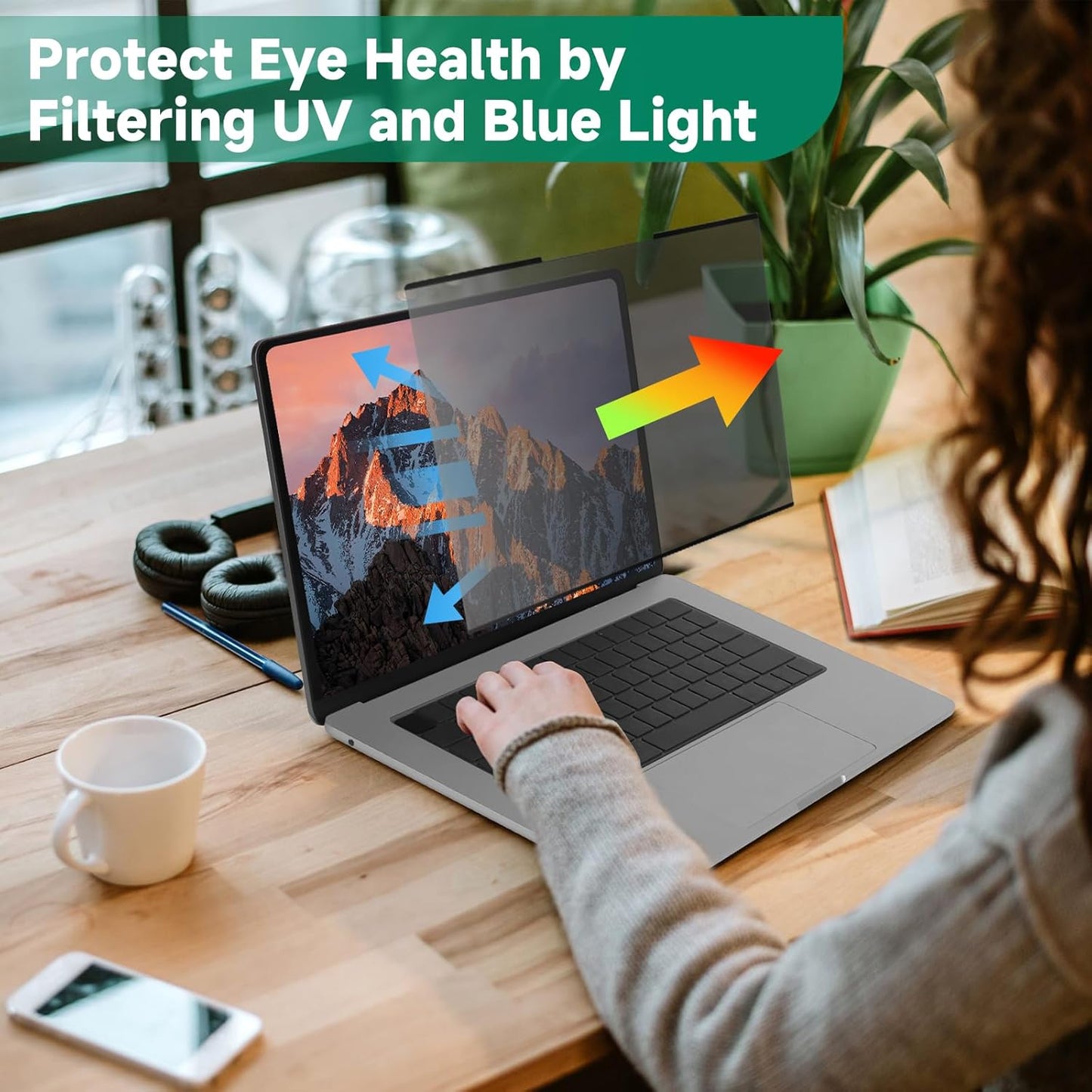 Nano-Suction Laptop Privacy Screen 15.6 Inch 16:9, Removale Screen Privacy Shield for Laptop, Anti Glare, Anti Bule Light, Screen Protector for Lenovo HP Dell Acer Asus Thinkpad