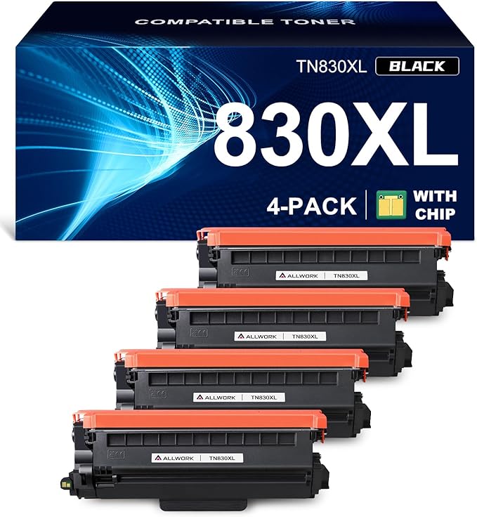 TN830XL Toner Cartridge Compatible Replacement for Brother DCP L2640DW L2647DW HL L2420DW L2460DW L2460DWXL L2465DW L2467DW L2480DW L2865DW MFC L2820DW L2900DWXL L2980DW (4 Black) High Yield