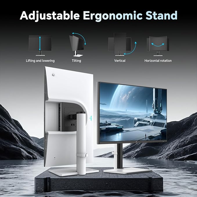 KTC Gaming Monitor 27 Inch | 2K@200Hz (OC 210Hz) | Built-in Speakers | Fast IPS Panel | 1ms Response Time (MPRT) | 450 cd/㎡ Brightness, HDR400 | Adaptive Sync | 131% sRGB, 97% DCI-P3, ΔE＜2 | White