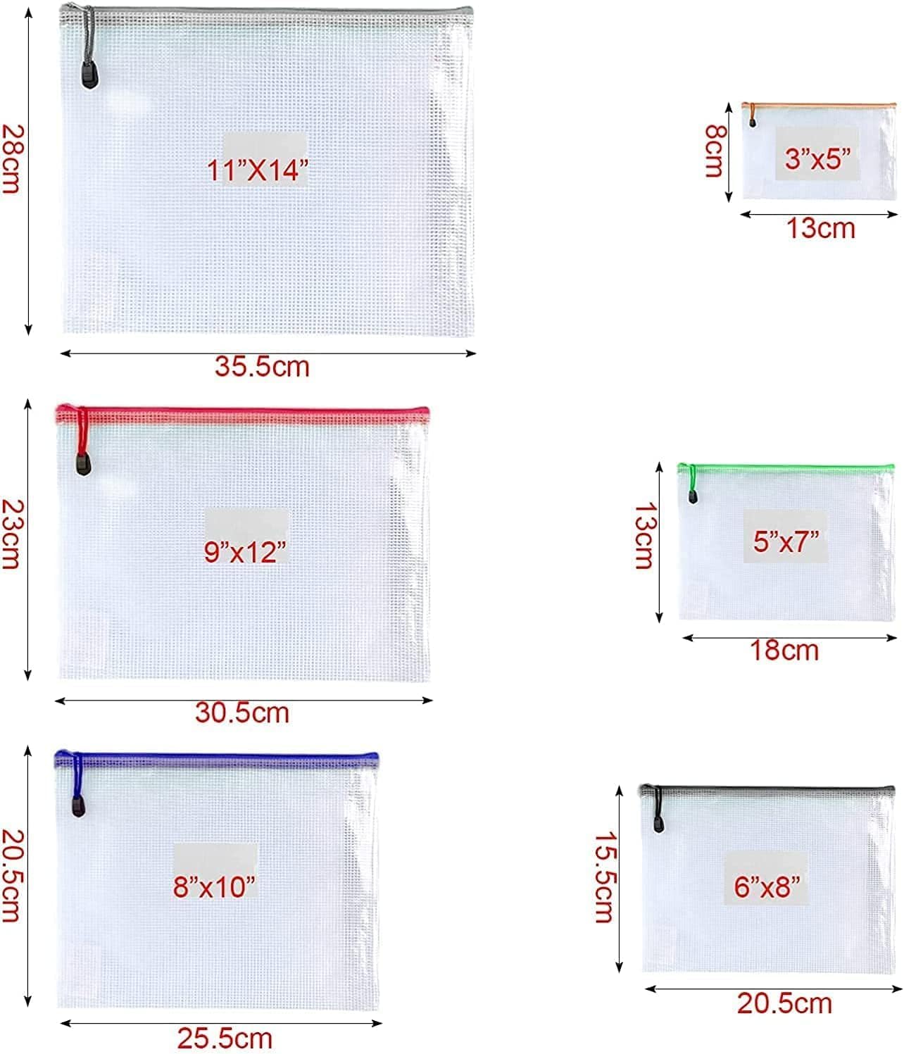 Oaimyy-16Pcs, 7" x 11" inches Mesh Zipper Pouch, Plastic Zip File Folders Puzzle Bags for Organizing,for Office Supplies,Travel,Home Storage-Multicolor