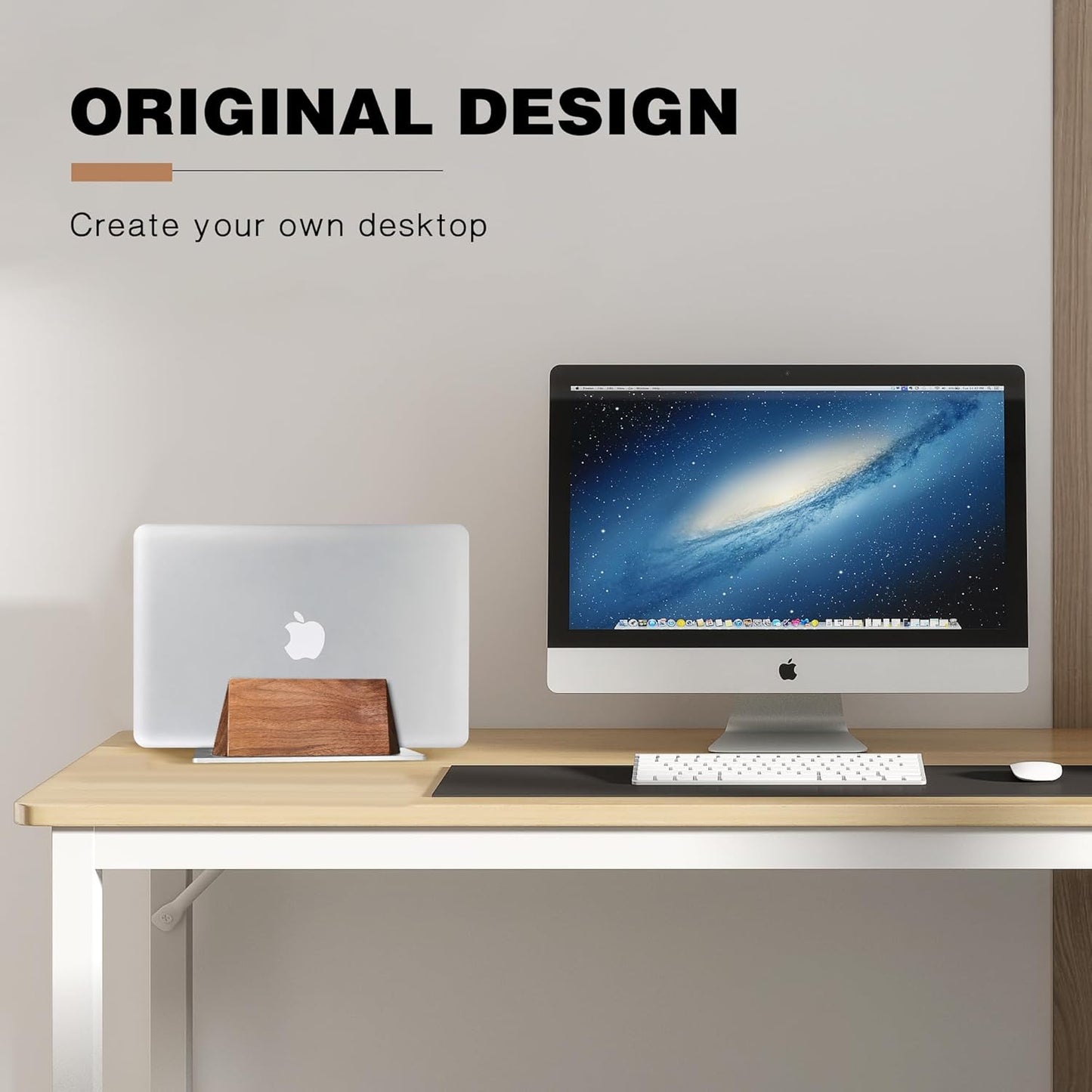 muso wood Vertical Laptop Stand, Walnut Laptop Holder Desktop Stand with Adjustable Dock Size, Wooden Laptop Stand for MacBook Pro and Other Laptops
