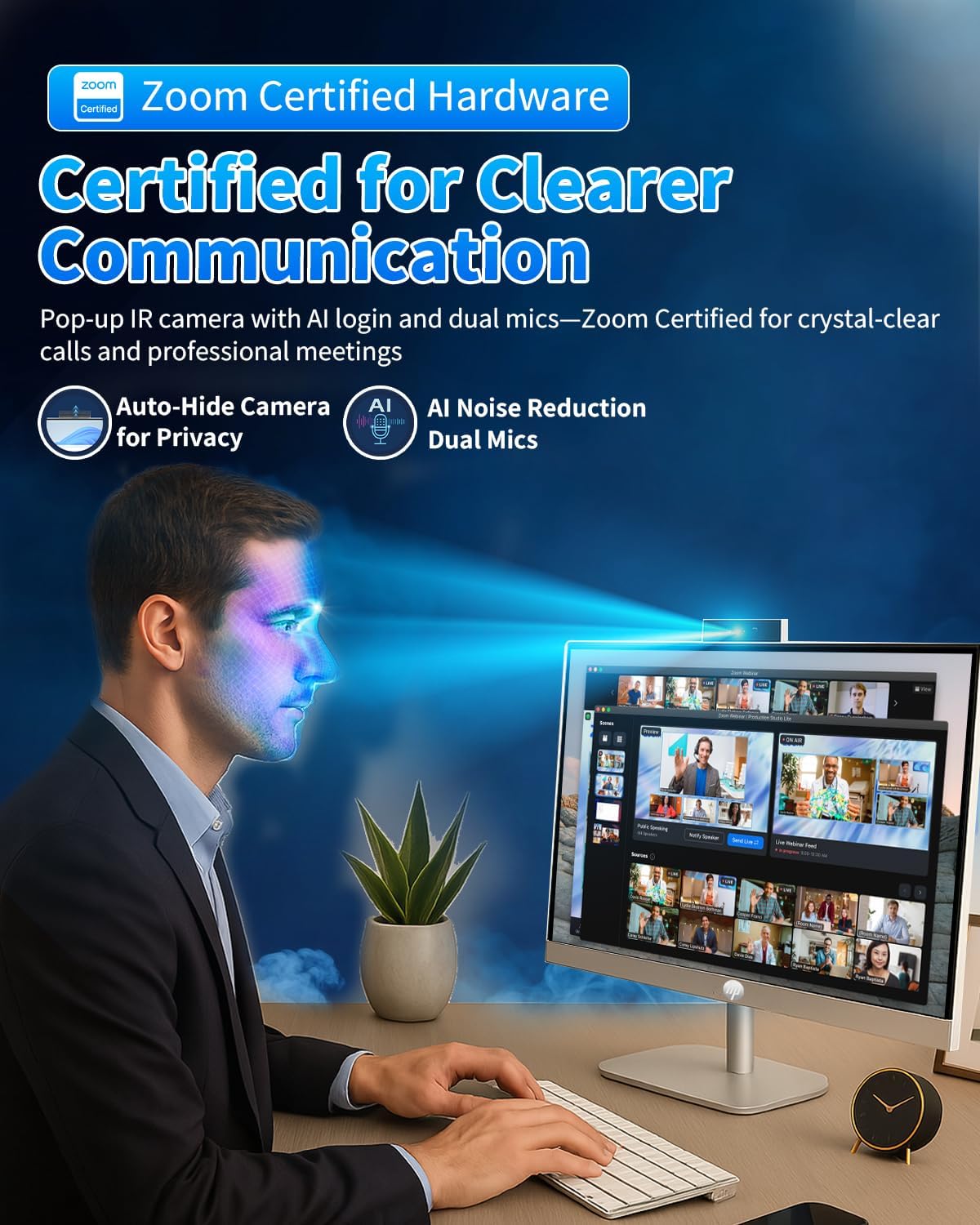 HP 27" All-in-One Desktop Computer - FHD Touchscreen | Intel Ultra 7‑155U | AI‑Enhanced Display, Facial Login | Privacy Pop‑Up Camera | Win 11 Pro, w/Accessories | 32GB DDR5 + 1TB SSD