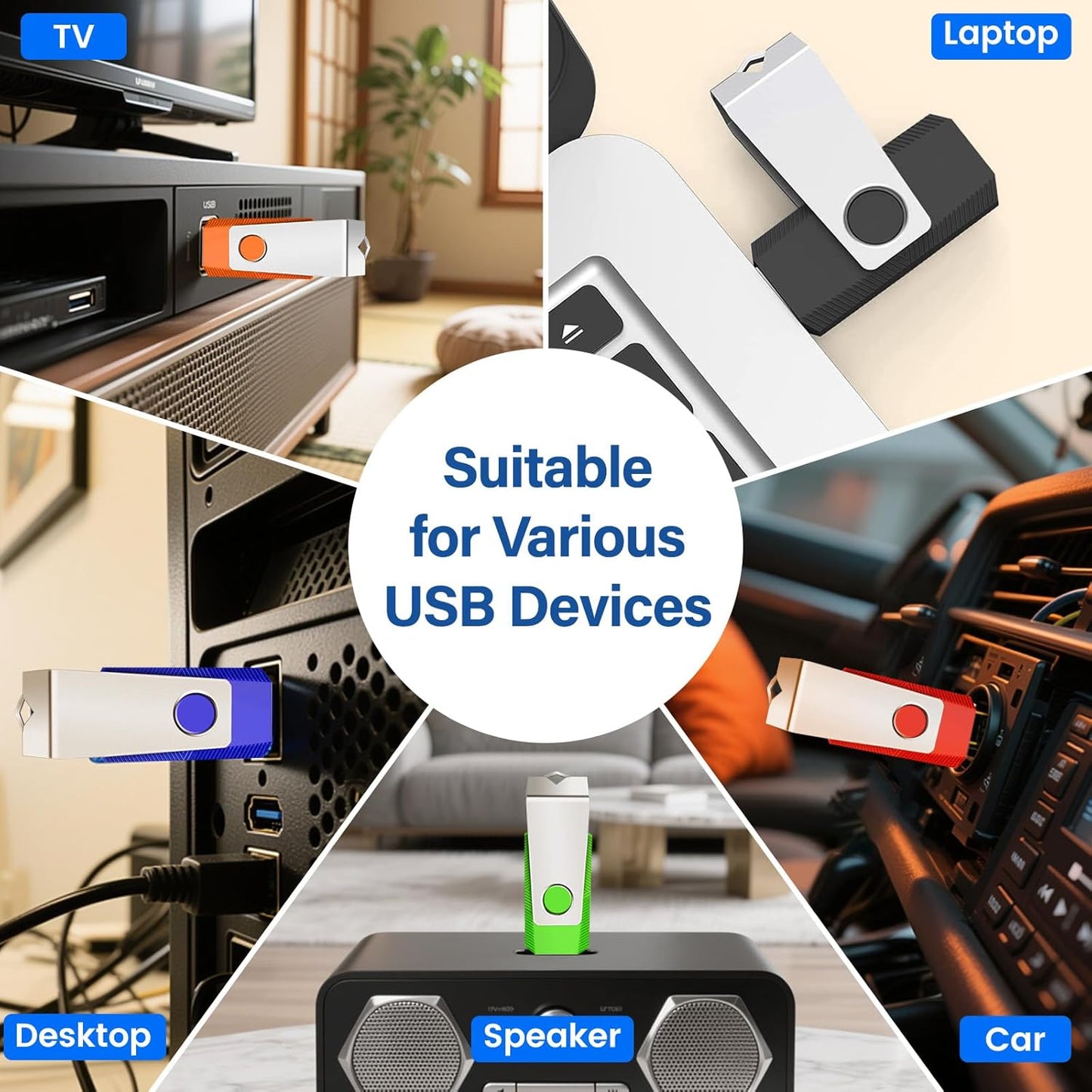 2GB Flash Drives 50 Pack, Wooolken USB 2.0 Thumb Drive with Lanyards Bulk USB Sticks for Weddings,Office, School, Data Storage Backup