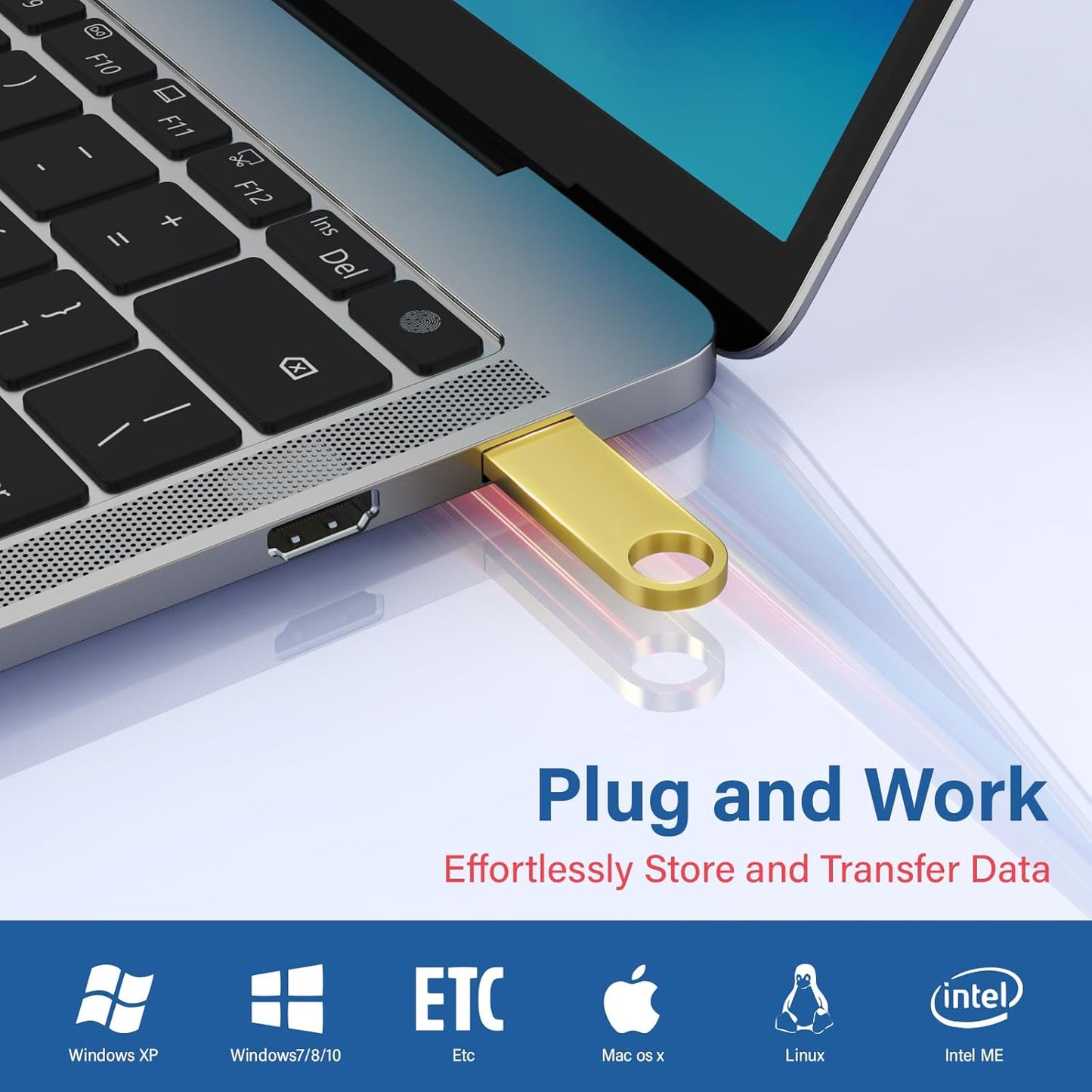 16GB USB Flash Drive 2 Pack with Keychains, Wooolken Sleek Metal USB 2.0 Thumb Drives Memory Stick for PC Laptop Computer