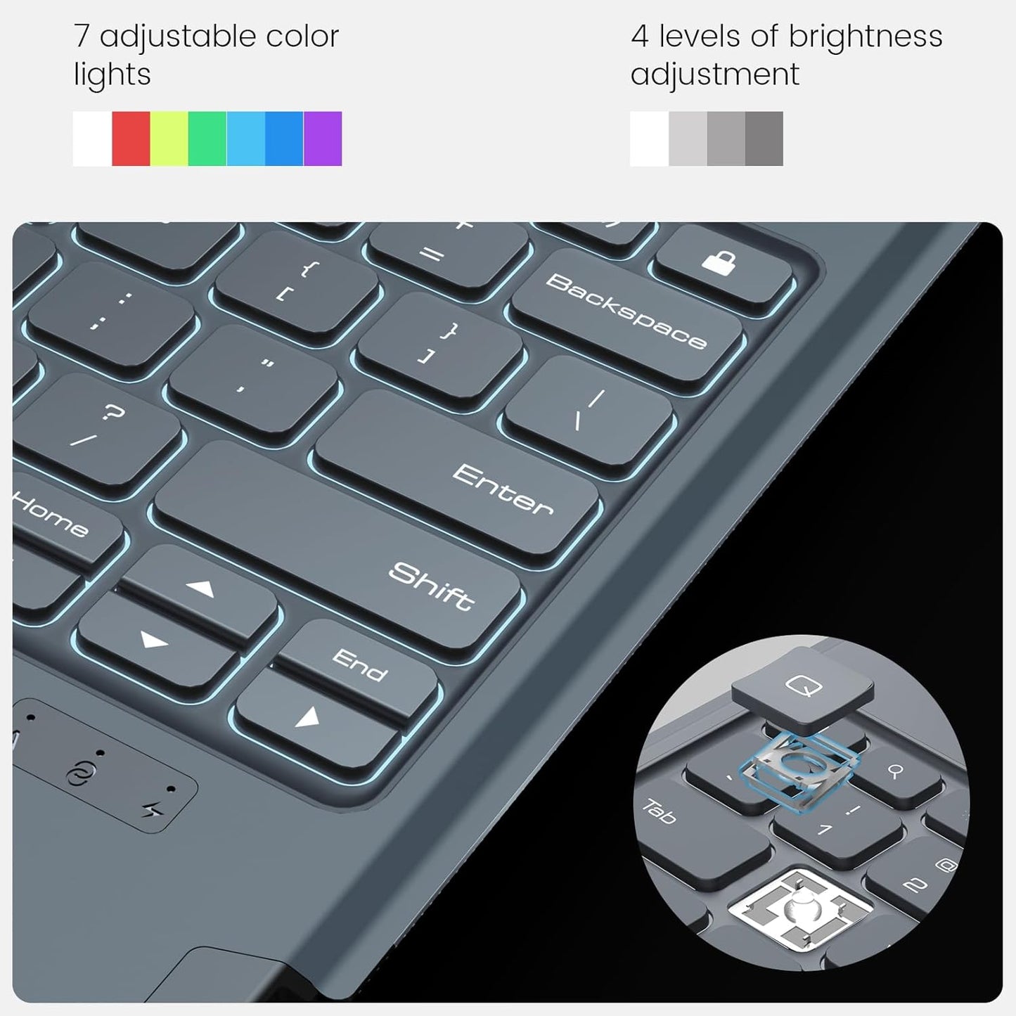 Nillkin Carry Go Backlit Keyboard Case for iPad Air 13 inch M2 M3 with Handle, Grey for iPad Pro 12.9 (3rd/4th/5th/6th Generation) Detachable Keyboard with Trackpad,Kickstand,Great Typing,Function Row