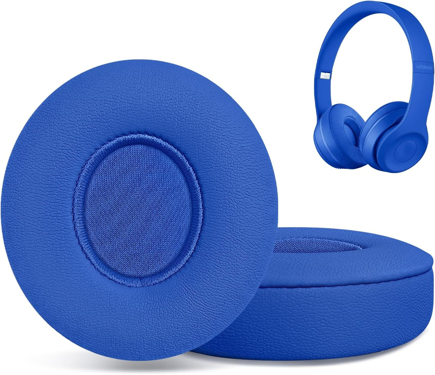 Replacement Ear Pads for Beats Solo 2 & Solo 3 Wireless On-Ear Headphones, Ear Cushions, Headset Earpads, Ear Cups Cover with Soft Protein Leather (Blue)