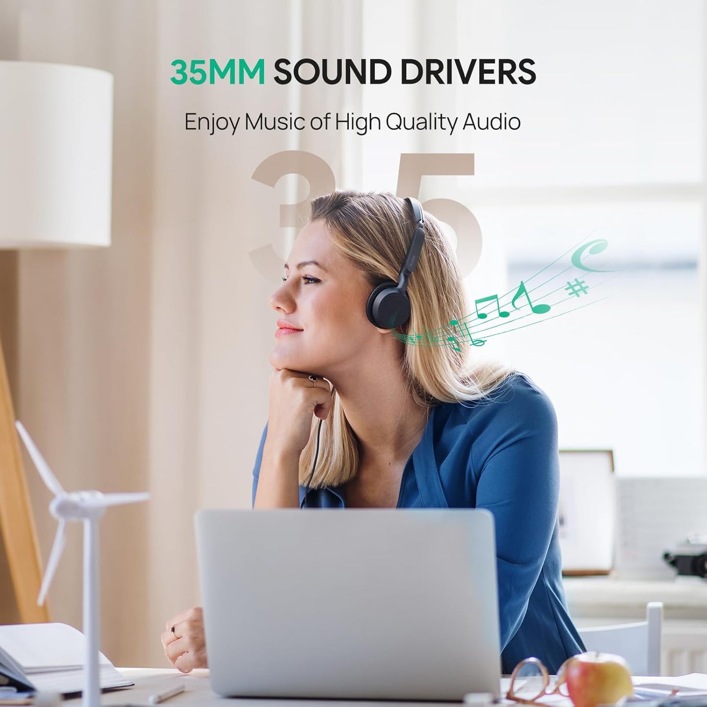 Yealink UH42 USB Headset with Microphone for PC Computer, Wired Headphones Teams Certified, Noise Cancelling Mic, in Line Control, Mute Button, Cable Length 7.05FT, All Day Comfort