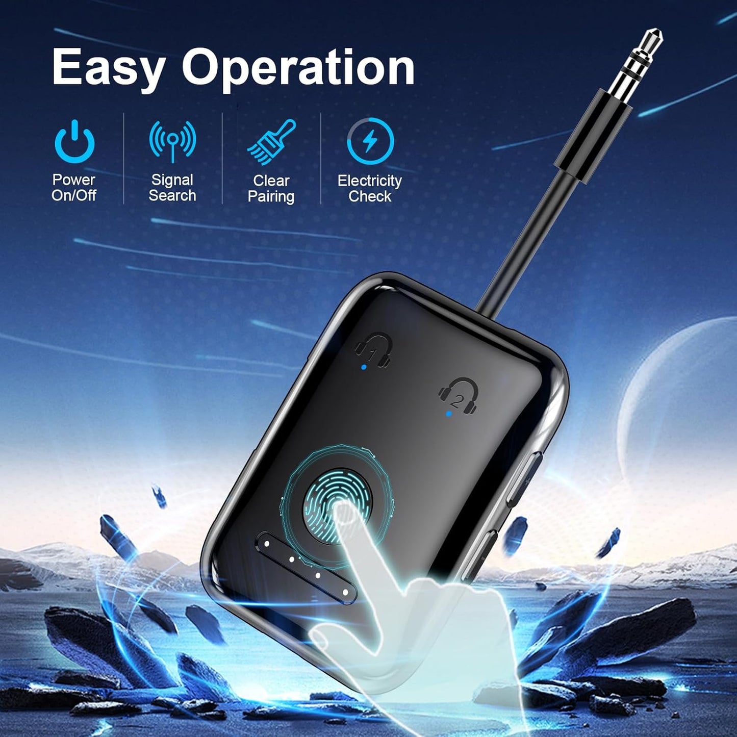 Premium Bluetooth 5.4 Transmitter, Airplane Wireless Adapter, Supports 2 AirPods/Headphones, Bluetooth Transmitter for TV, Airplane, Gym, with aptX Adaptive & Low Latency