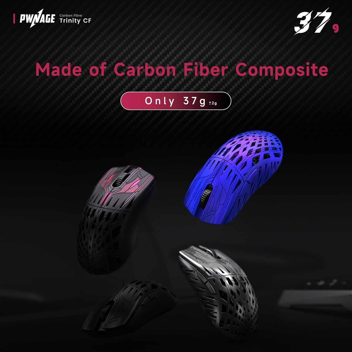 PWNAGE Trinity Wireless Gaming Mouse 8kHz - 39 Grams Ultralight Esports Pro Gamer Flawless Professional Custom Xero PAW3950 Optical Sensor 36,000 DPI - 8000Hz -100% PTFE Skates Symm 2 - Black