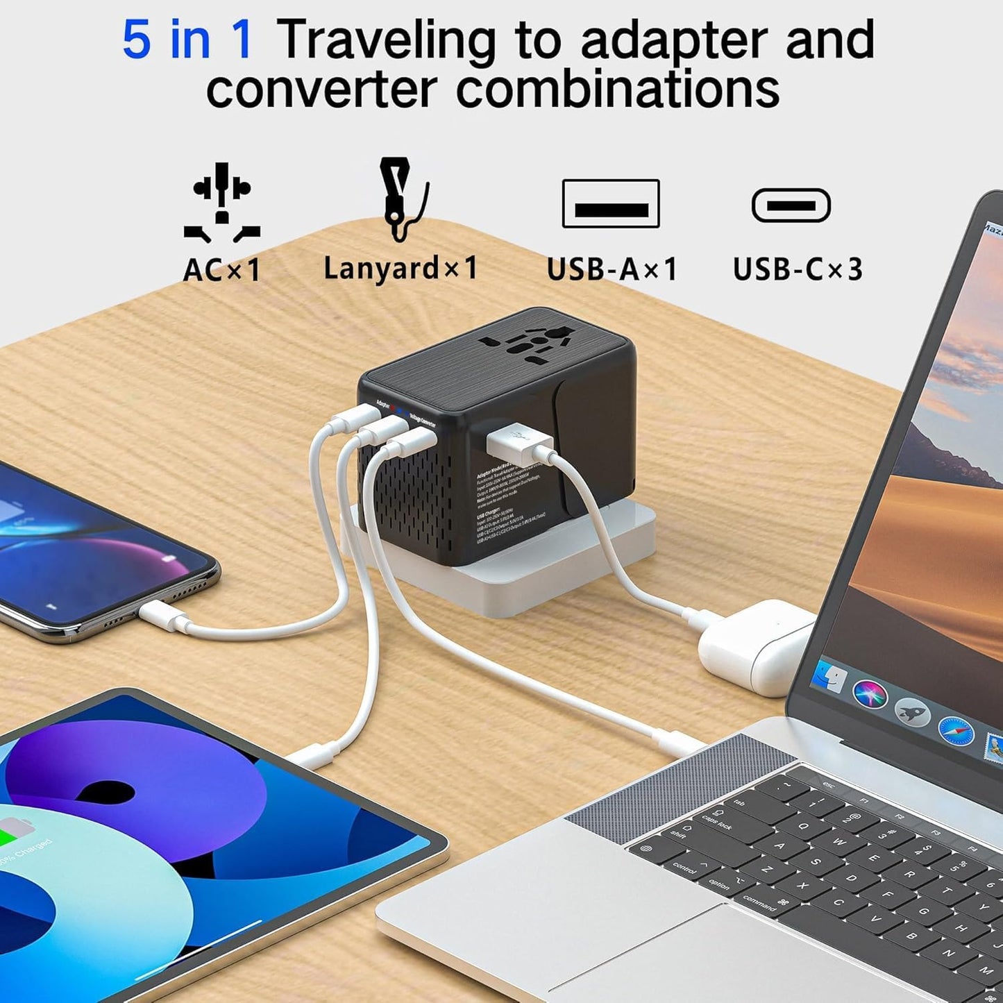 Travelconverter Adapter Voltage Converter That Steps Down 230 Volts to 120 Volts for use in Over 200 Countries,Including The U.S., U.K., Europe, and Australia(Black)