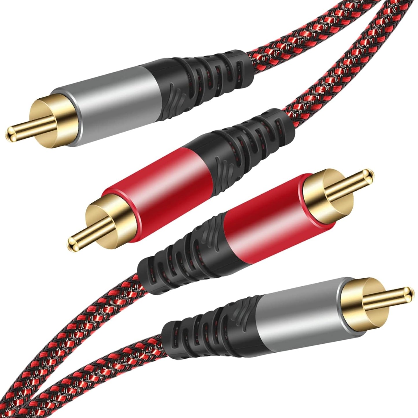 RCA Cable 5Ft,2Rca Male to 2-RCA Male Audio Stereo Subwoofer Cable [Hi-Fi Sound] Nylon-Braided Auxiliary Audio Cord for Home Theater, HDTV, Amplifiers, Hi-Fi Systems,Speakers and etc (5Ft)