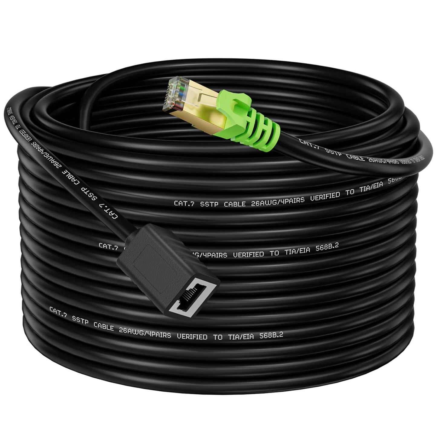 Ethernet Extension Cable 1.5ft, Network Cat6a Extension Patch Cable RJ45 Cords Shielded Male to Female Connector (1.5FT)