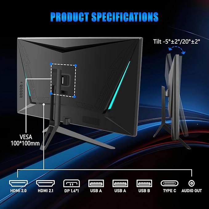 28 Inch 4K UHD Gaming Monitor 144Hz 1ms，IPS Monitor with HDR400, 100% sRGB， AMD FreeSync/G-Sync，PC Monitor for Gaming,Office,Type-C/HDMI/USB，Built-in Speaker，VESA Mount, Bluelight Filter