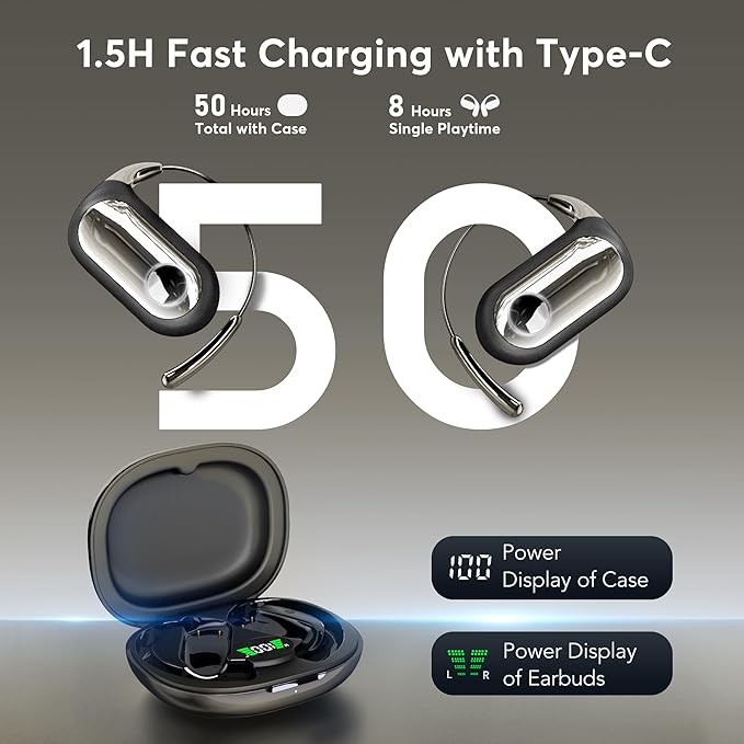 AI Translation Earbuds Real-Time 168 Languages Translator Earbuds, 3-in-1 Translation Device, 50H Playtime with OWS LCD Touch Screen, Bluetooth 5.4 Translate Headphones for Travel, Business, Learning