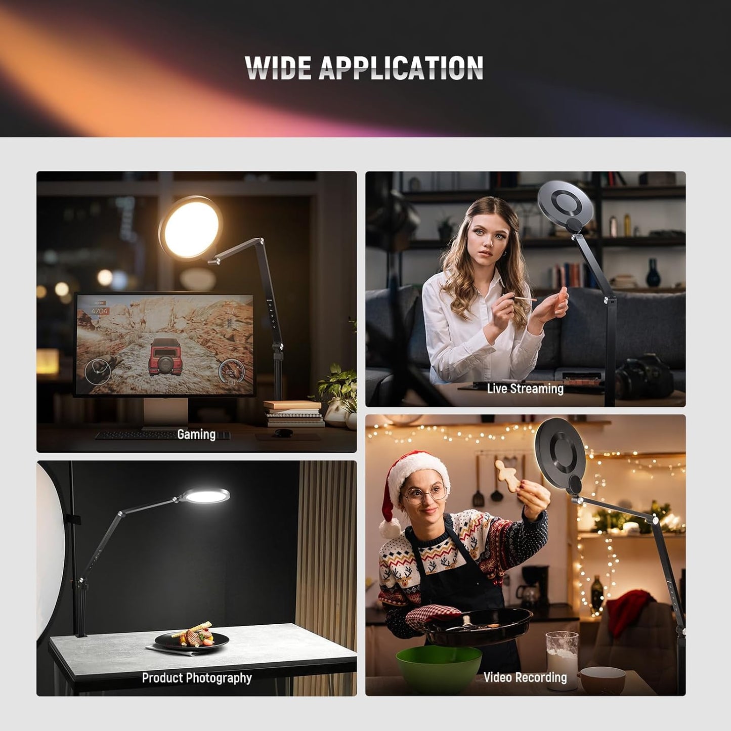 NEEWER Basics 18W 7" Desk Ring Light with Stand, Lighting for Video Conference Streaming Recording Makeup Phone Selfie Computer Laptop Zoom, Full Screen LED Circle Ringlight with Arm & C Clamp, R18