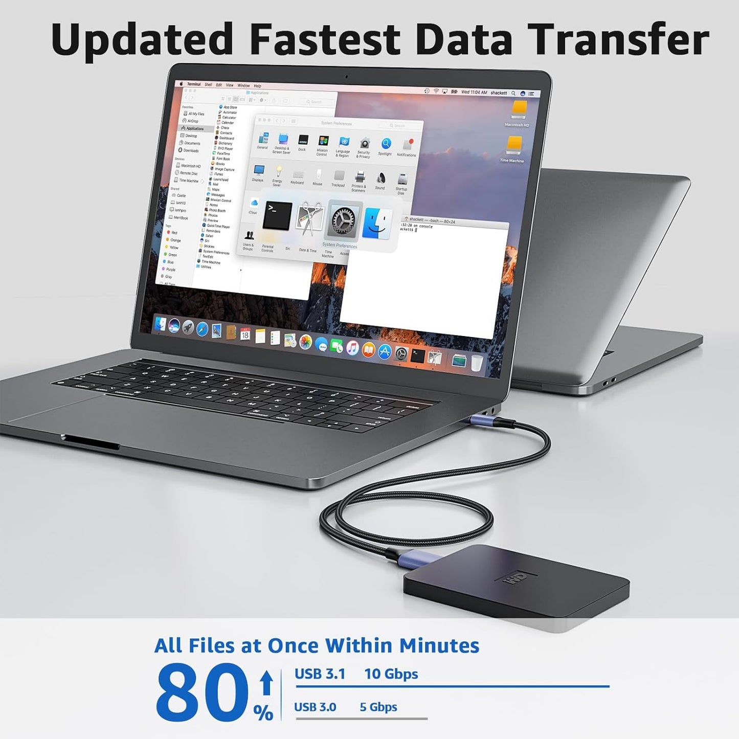 USB 3.1 Micro B to USB C Hard Drive Cables, 6FT 10 Gbps USB C to Micro B, External Hard Drive Cable Compatible with MacBook Pro/Air, iPad/Tablet, iPhone, Samsung Galaxy S24, WD Seagate etc