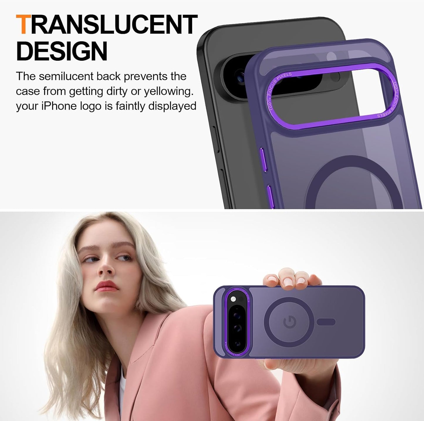 Magnetic for Google Pixel 9 Pro XL Case, [Military Grade Drop Protection] [Compatible with MagSafe] Shockproof Slim Translucent Matte Anti-Slip for Women Girls Men Case, Deep Purple