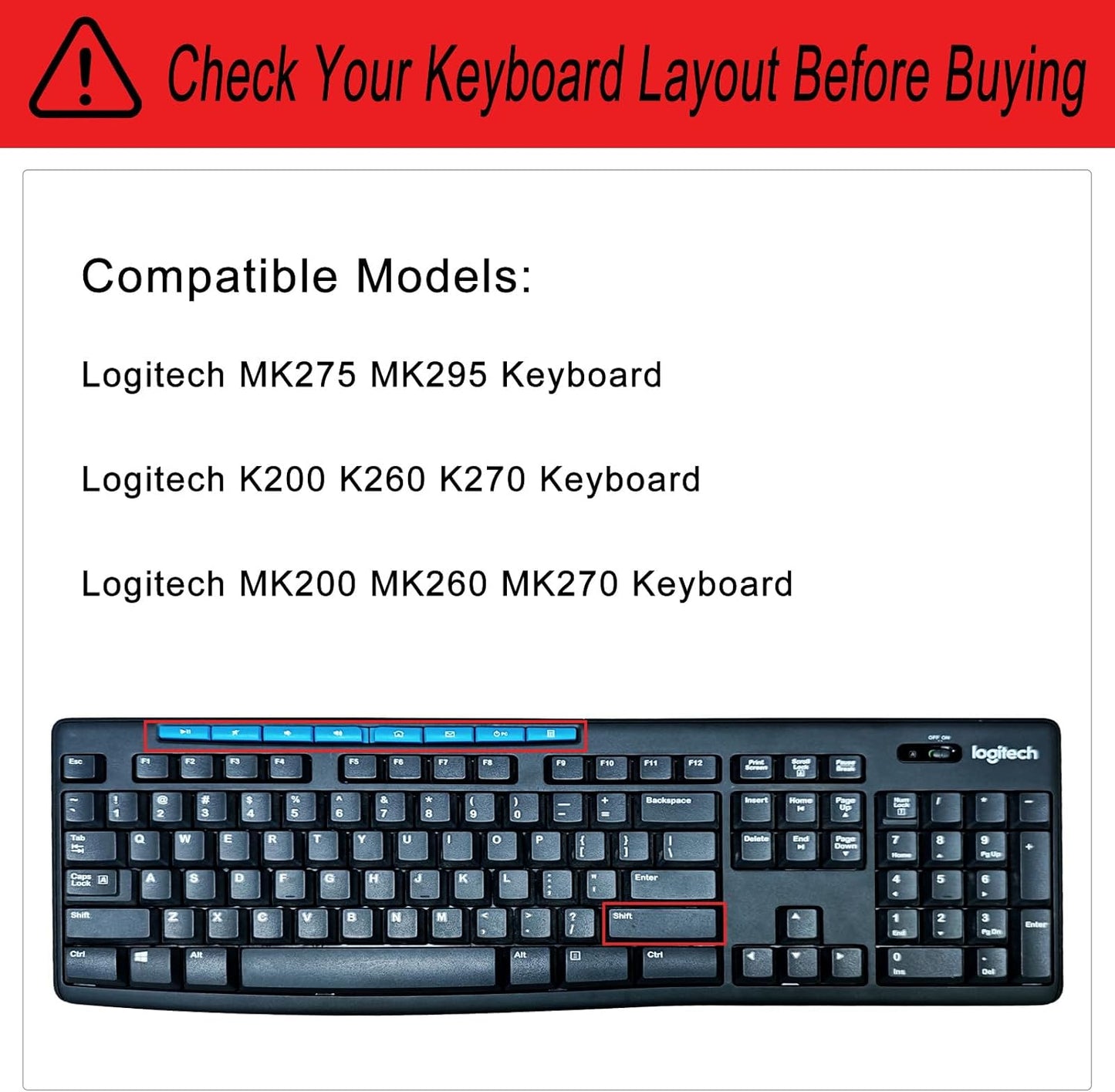 Keyboard Cover Silicone for Logitech K200 K260 K270, Keyboard Cover for Logitech K200 K260 K270 Ergonomic Wireless Keyboards, MK200 MK260 Keyboard Skin Waterproof Dustproof (Gradient Pink)