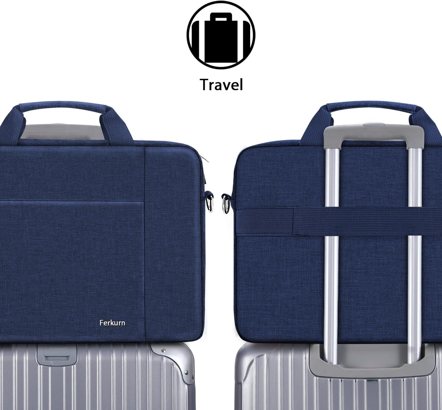 Ferkurn Laptop Bag Case for Women Men Computer Bag Compatible with HP Envy Pavilion Omen/LG Gram/MSI/Dell Inspiron XPS/Lenovo/Acer, Shoulder Strap Carrying Messenger Briefcase, Blue, 15.6 16 Inch