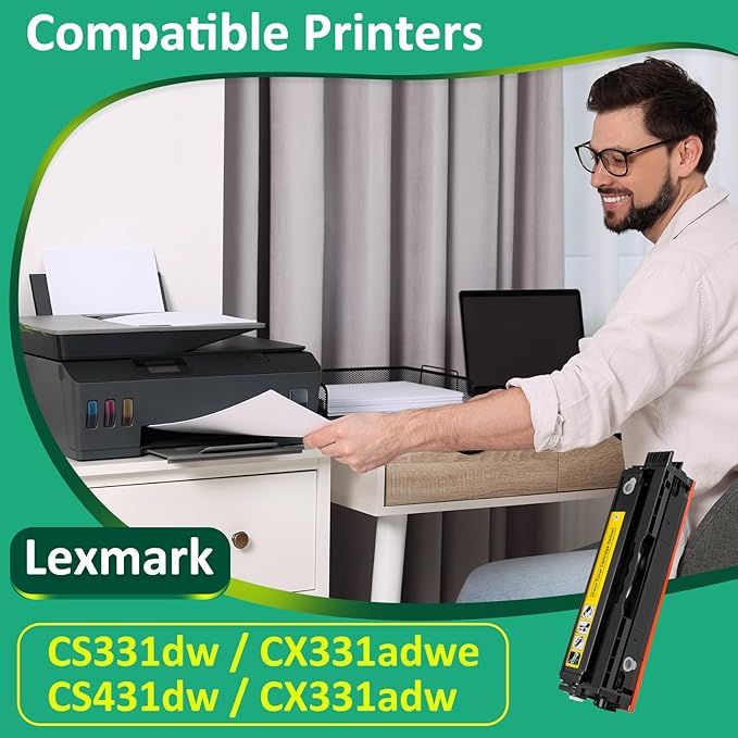 20N10K0 Black Toner Cartridge(with chip) for Lexmark CS331dw CS431dw CX331adwe CX431adw Printer,1,500 Pages High Yield Ink Cartridge Compatible 20N1HK0,20N1XK0 (1 Pack Black)