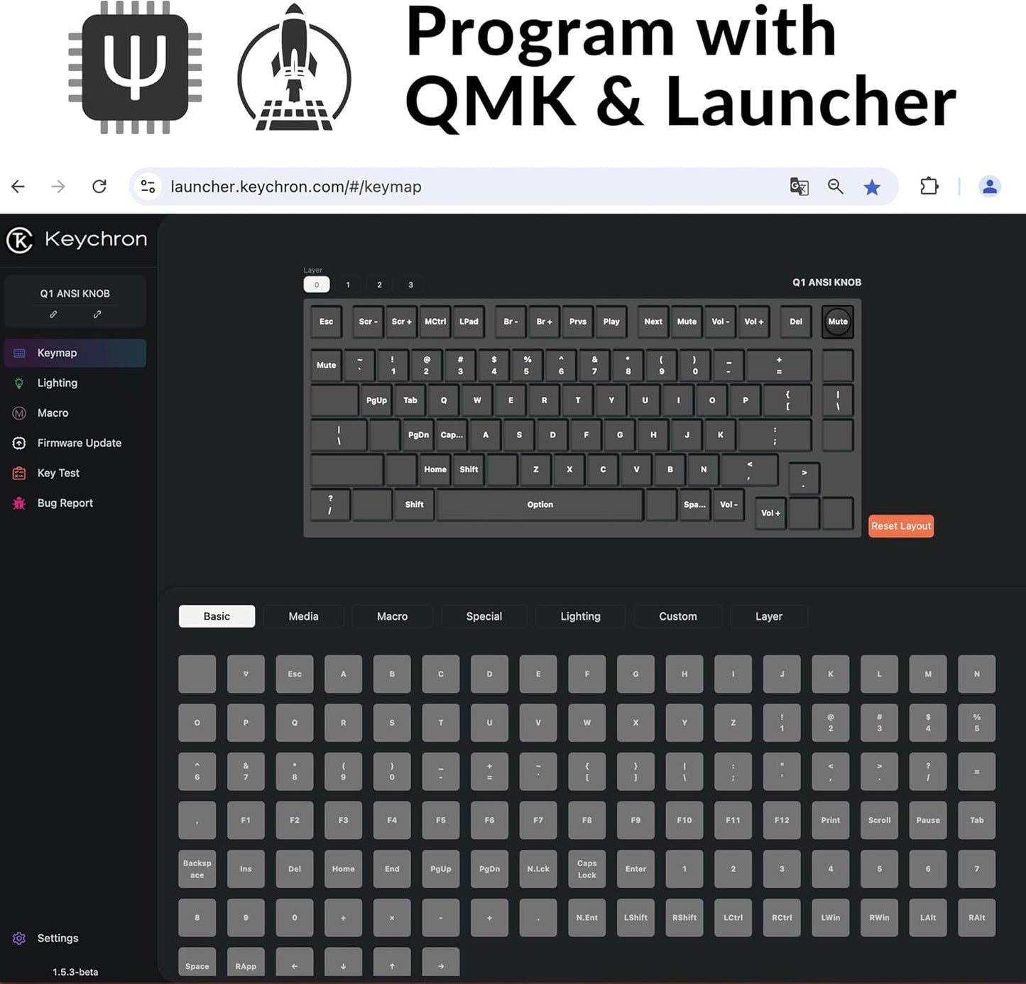 Keychron Q1 RGB Wired Custom Mechanical Keyboard Knob Version, 75% Layout QMK/VIA Programmable with Hot-swappable Gateron G Pro Red Switch Double Gasket Compatible with Mac Windows Linux (Grey)