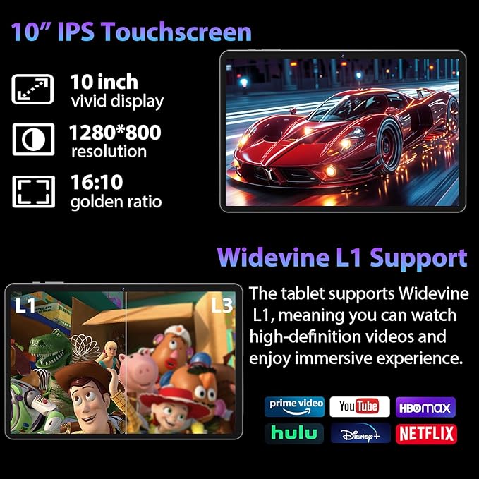 Android 15 Tablet with Keyboard, 26GB RAM, 256GB ROM(2TB Expand), 10 inch tablet with Octa-core, 8000mAh Battery, 2.4G/5G WiFi, BT 5.0, 5MP+13MP Camera, Gemini AI, Case, Mouse, Stylus (Black Case)