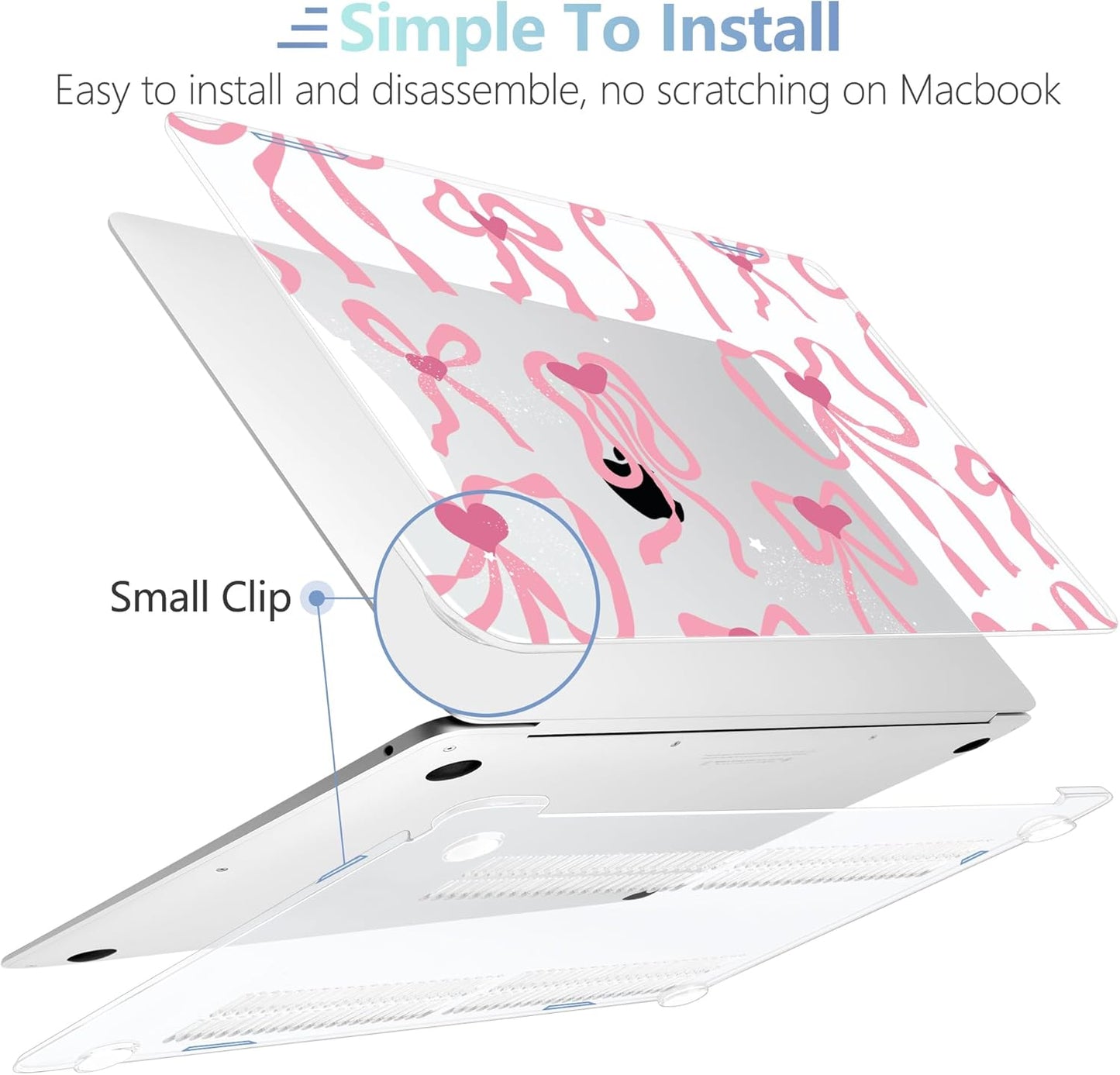 MEEgoodo for MacBook Air 13 inch Case 2021 2020 2019 2018 Released A2337 M1 A2179 A1932 with Touch ID, Plastic Hard Shell & Keyboard Cover Compatible with MacBook Air Case 13.3,Coquette Ribbon Bow