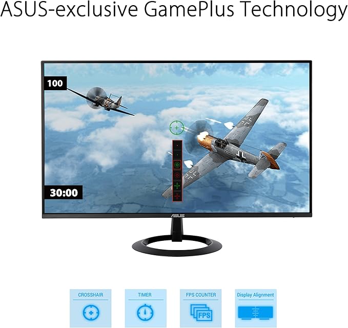 ASUS 24” (23.8-inch viewable) Eye Care Monitor (VZ24EHF) - IPS, Full HD (1920 x 1080), Frameless, 100Hz, Adaptive-Sync, 1ms, HDMI, Low Blue Light, Flicker Free, Ultra-Slim Profile, 3 Year Warranty