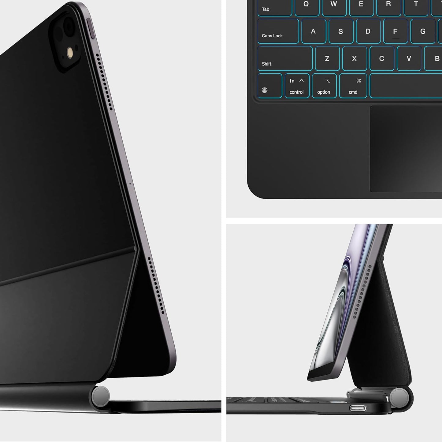 nimin Keyboard Case for 2024 iPad Air 13 and iPad Pro 12.9 6th, 5th, 4th, 3rd Gen,Magic Keyboard for iPad Pro 12.9, Trackpad,Magnetic Attach,7-Color Backlight, Auto Sleep/Wake,Obsidian Black