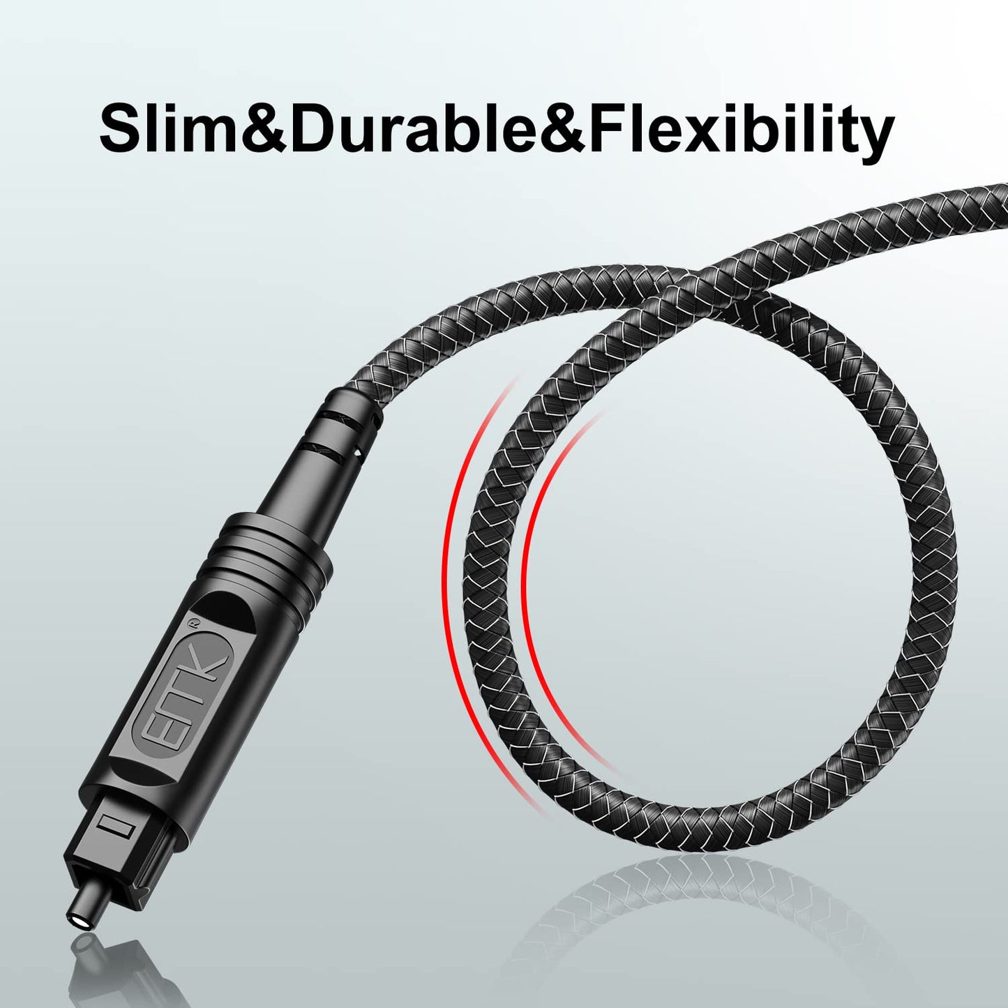 EMK Digital Optical Audio Cable [10 Feet/3M] - Slim Nylon Braided Toslink Fiber Optic Cable for Sound Bar, TV, Home Theater, PS4, Xbox, Blu-Ray Player & More - High-Speed SPDIF (Black1)