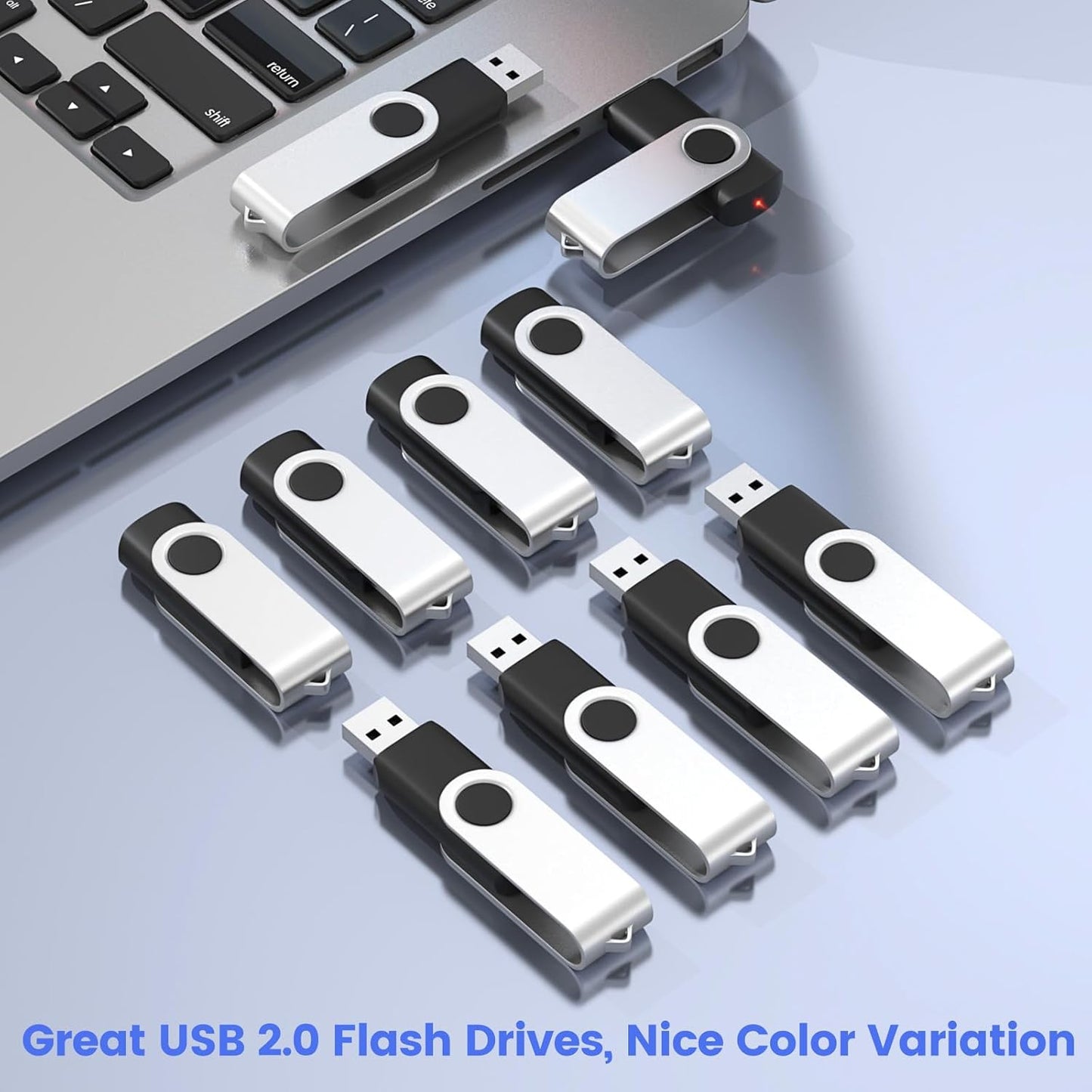 ABLAZE Flash Drives 4GB 20 Pack, USB 2.0 Thumb Drive Bulk with Lanyards Swivel Memory Stick U Disk 4GB Pendrive USB Pack (Black)