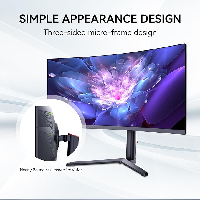 34 inch 4K Curved Monitor, WQHD (3440x1440) 165Hz 1500R Ultrawide Gaming Computer Monitor, Support Freesync,1ms Support 1 Audio Out, 2 HDMI & 2 DP, VESA Mount/Tilt Adjustable- (G34WQ)